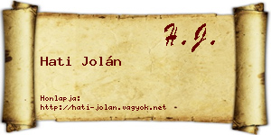 Hati Jolán névjegykártya